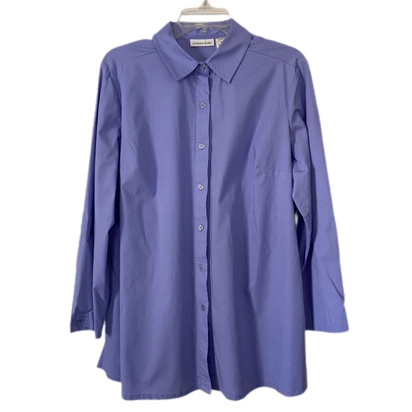 Chelsea Studio Tops - Chelsea Studio Tunic Shirt Button Front Long Sleeve Periwinkle Blue Size Medium